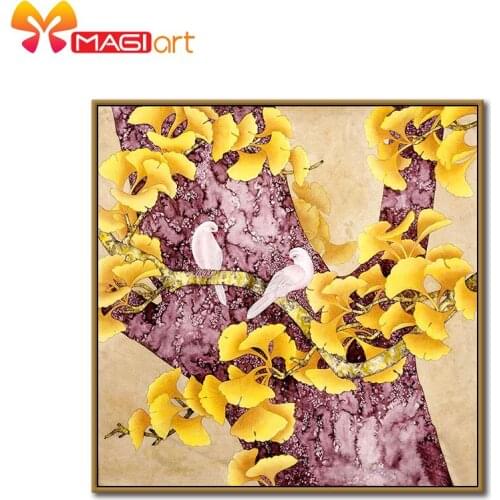 Cross stitch kits Embroidery needlework sets 11CT water soluble canvas patterns 14CT Chinese Style Birds on the branch-NCMA031