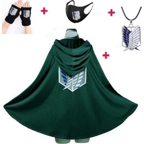Japanese Hoodie Attack on Titan Cloak Shingeki no Kyojin Scouting Legion Cosplay Costume anime cosplay green Cape mens clothes