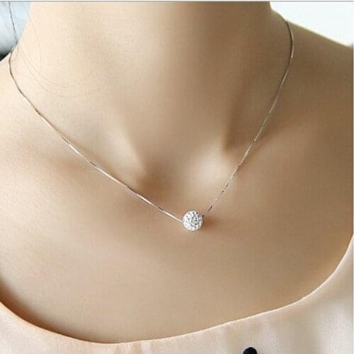 L&P New Fashion Love Crystal Ball Pendant Necklace,925 Sterling Silver Women Necklace Pendant Austrian Crystal Necklace