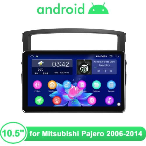 1 din Car Radio 10.5" GPS Android Multimedia Player 1DIN Car Intelligent System Wireless Carplay For Mitsubishi Pajero 2006-2014