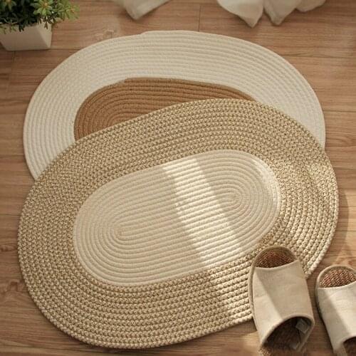 1Pc Nordic Hand-woven Carpet Door Entrance Welcome Mat Non-slip Hallway Bath Rug Dust Removal Footpad Doormat Home Supplies