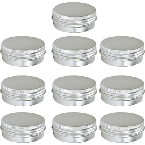10Pcs 30ml Empty Silver Aluminum Tins Cans Screw Top Round Candle Spice Makeup Tins Cans with Screw Lid Containers Dropship