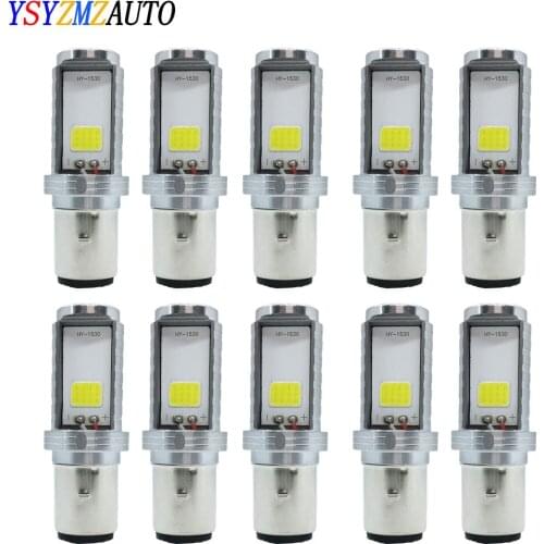 10PCS Motorcycle Headlight LED BA20D H6 H4 Bulbs Hi Lo beam Moto LED Headlamp Scooter Lamp 6000K White 12V 1200LM