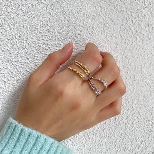 18K GOLD 1PC Authentic S925 Sterling Silver Jewelry one row /two rows Irregular bubble rings Adjust TLJ1535