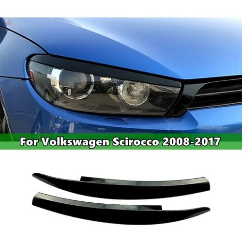 Pair Car Front Headlight Eyelid Eyebrow Trims For Volkswagen Scirocco R GTS 2008~2017 Carbon Look Accessories Car Styling