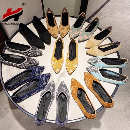 2021 Women Single Shoes Woven Simple Flat Shoes Pointed Casual Shoes Spring And Autumn Latex Insole