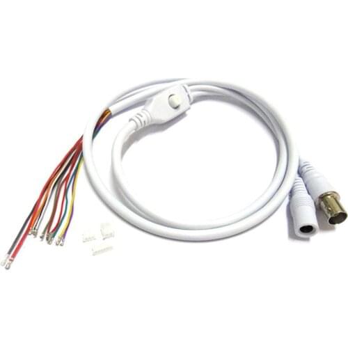 2x 80cm BNC Video DC12V Power OSD Control Pigtail Cable Analog CCTV Camera Module Board Menu Button end cable, black, white
