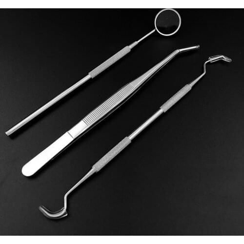 3pcs Dental Instrument Dentist Kit Tooth Cleaning Tools Mouth Mirror Probe Hook Pick Tweezer Set Dentistry Dentista Prepare Tool
