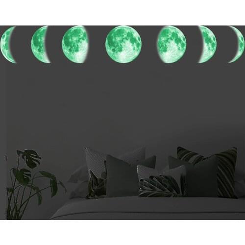 30cm Moon phase 3D Luminous Wall Sticker living room decoration Glow in the dark Mural bedroom Art Decals Moon eclipse stickers