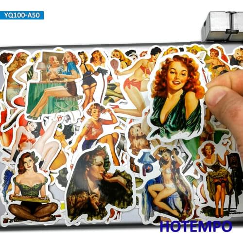 50pcs Sexy Beauty Retro Style Pretty Leggy Stocking Lady Girl Stickers for Mobile Phone Laptop Luggage Skateboard Decal Stickers