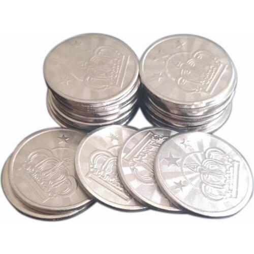 500pcs 25*1.85mm Pentagram Crown Stainless Steel Arcade Game Machine Token Coins