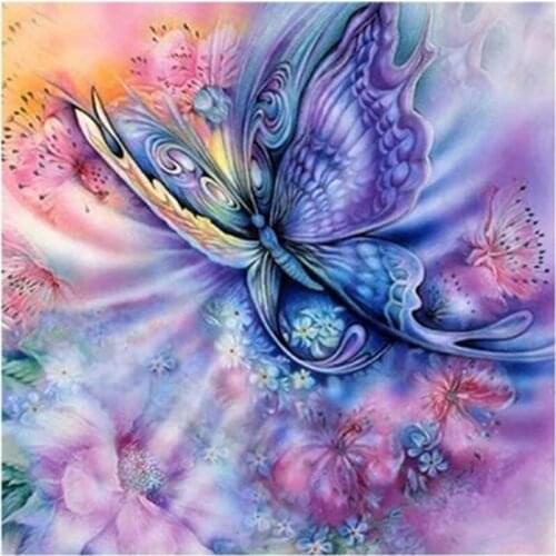 5D DIY Dream Colorful Butterfly Flower Diamond Painting Cross Stitch Craft Rhinestone Paint Home Wall Decoration XN343