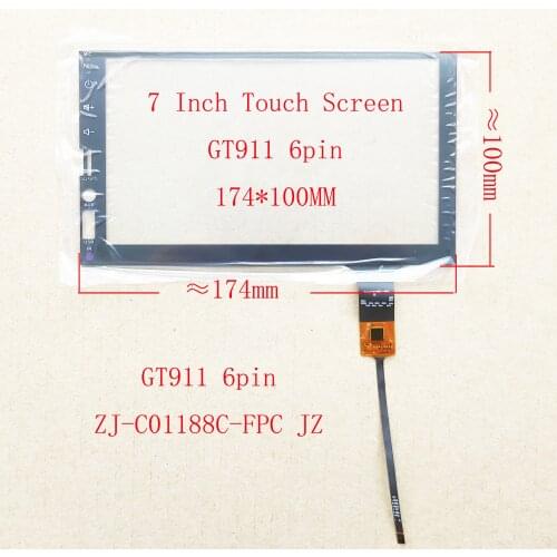 7 inch Car Radio MP5 Capacitive Touch Screen Sensor Digitizer Glass Panel Hand Writer GT911 6pin 174*100mm ZJ-C10188C-FPC JZ
