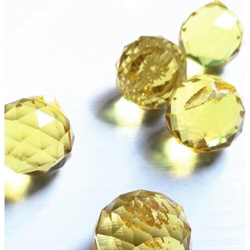 94pcs/lot 30mm Yellow Faceted Crystal Chandelier Parts Prisms Lighting Balls Suncatcher pendants wdding party decoration