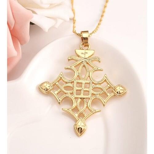 Bangrui Ethiopia Jewelry Big Cross Pendant yellow Gold Filled Jewelry For Women Men Gold color Coptic Cross Pendant