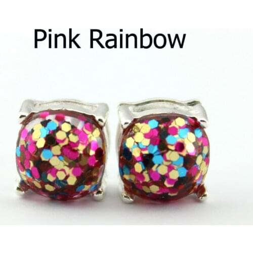 Brand Small Glitter Square Stud Earrings for Women Fashion Brand Jewelry