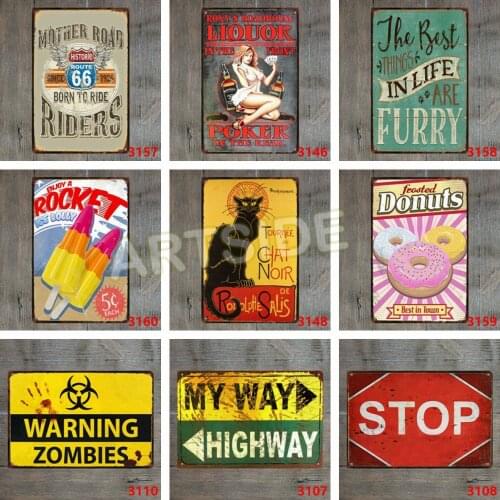 Mother Road Route 66 Vintage Tin Metal Sign Slogan Signs Shop Decor Art Wall Poster
