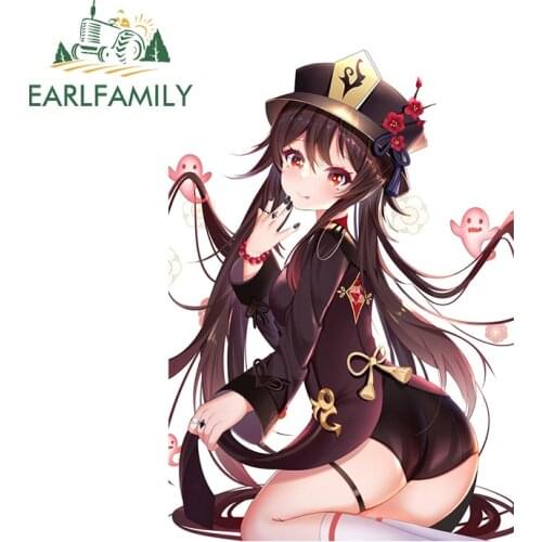 EARLFAMILY 13cm x 9.1cm for Genshin Impact Hu tao Hutao Vinyl Car Stickers Surfboard Car Body Laptop Decal Waterproof Decoration