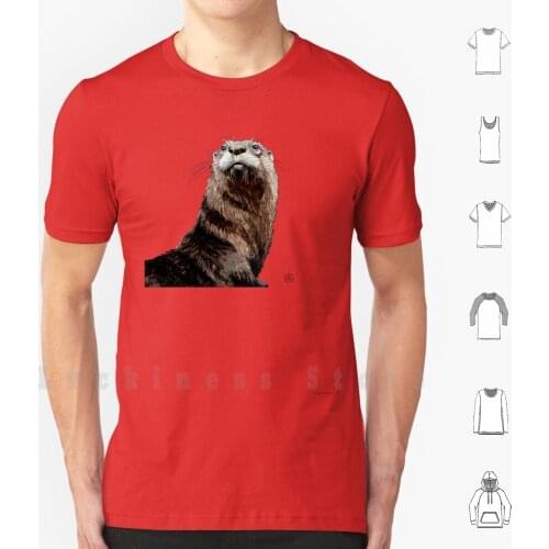 Otter T Shirt Print For Men Cotton New Cool Tee Otter Animal Wildlife Nature Fine Art Conservation Peta Marine Life