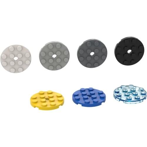 10PCS Building Blocks 60474 Plate Round 4 x 4 with Pin Hole Bricks Assembles Particles DIY Education Parts Toy For Children Gift