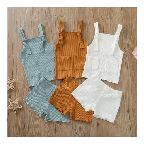 Summer Newborn Baby Boys Girls Clothing Causal Ribbed Sleeveless Pocket Vest Tops+Shorts Toddler Soft Tracksuits Outfits Set