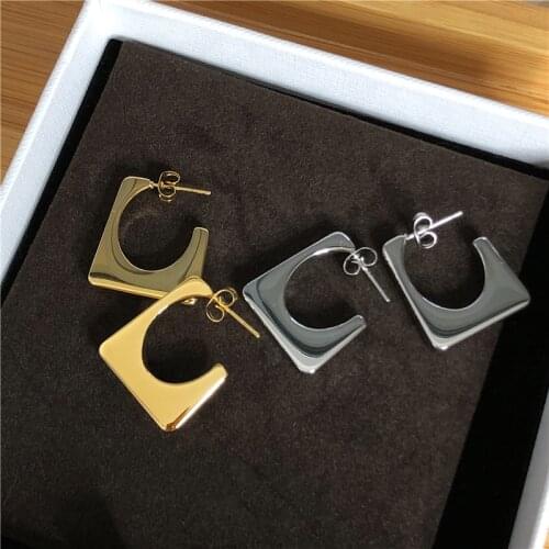 Minimalist Gold Silver color stainless steel Circle Geometric Earrings for Women Girl Wedding Party Jewelry