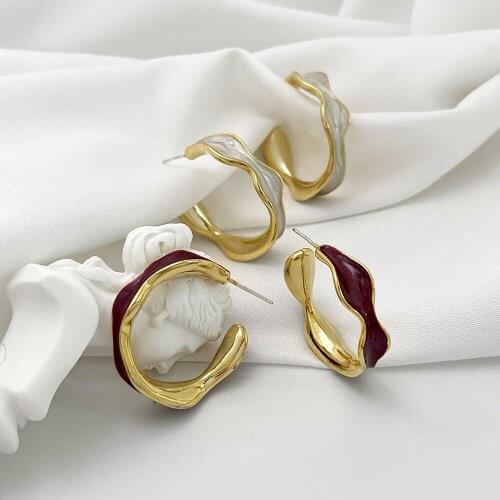 Monlansher Irregular Geometric Stud Earrings Colorful Enamel Dripping Oil Metal Earrings Vintage Elegant Earrings Jewelry NEW