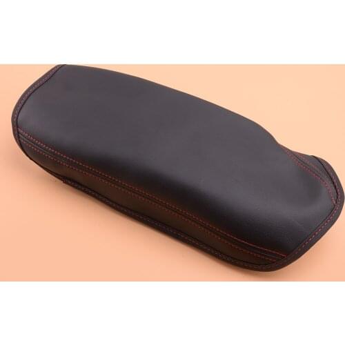 Car Center Console Armrest Lid Cover Trim Fit for BMW F30 2014 2015 2016 2017 2018 Black with Red Stitching Leather