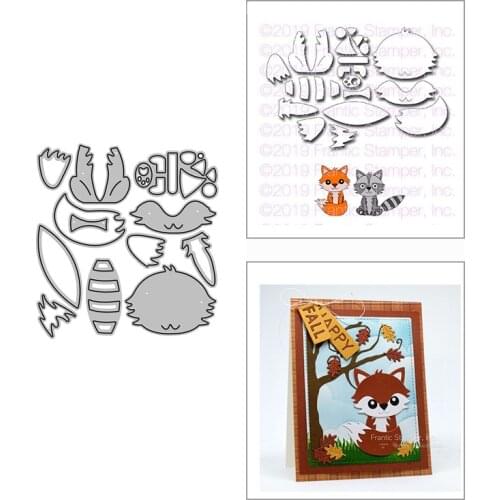 2021 New Lovely Fox Raccoon Animal Metal Cutting Dies for DIY Scrapbooking Decor and Card Making Paper Craft Embossing No Stamps