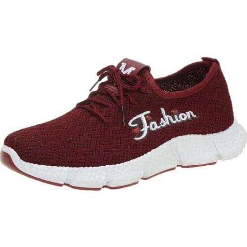 New womens single shoes fashion flying woven mesh breathable thick-soled lightweight and comfortable casual shoes women