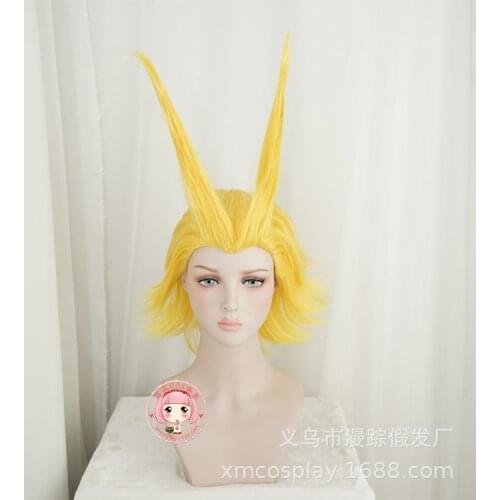 New Boku no Academia All Might Golden Cosplay Anime Wig Halloween Role Play My Hero Academia Costume Hair+ Wig Cap
