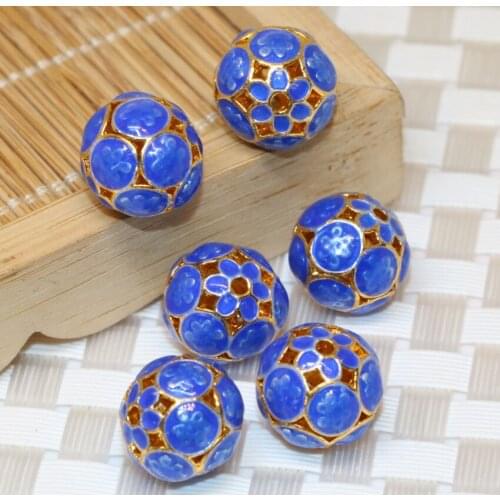 Wholesale high quality blue cloisonne round ball spacers beads 13mm accessories 10pcs new fashion fit diy jewelry making B2382