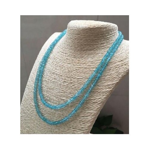 Free Shipping @@@@@ NATURAL Natural 2 Rows Faceted 2x4mm Brazil Aquamarine Gems Beads Necklace 17-19