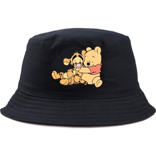 Disney Baby Winnie the Pooh Unisex New Bucket Hat Fashion Cute Hat Outdoor Sunbonnet Cartoon Panama Cap Cartoon Fedoras Casual