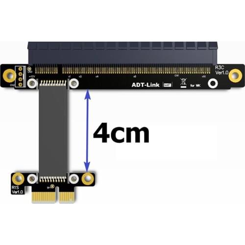 ADT-Link Gen3.0 PCIe Riser Card 1x to 16x Adapter No need USB ,PCI-E x1 x16 GPU Riser Adapter for Bitcoin Mining NVIDIA AMD Card