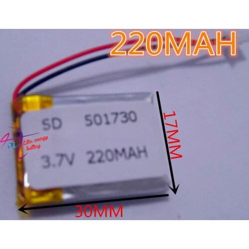 Polymer 501730 3.7V 220MAH 051730 recording pen LED lamp 3D eye camera pen lithium battery factory direct sales