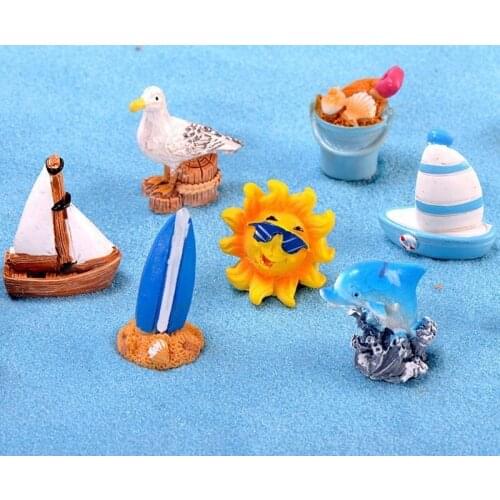 Sailboat Shell Beach Mediterranean Sea Aquarium Ornament Craft Decor Miniature Dollhouse Home Decoration DIY Accessories