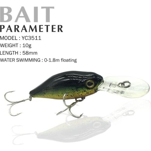 Fishing Lure 58mm 10g 0-1.8m Floating Popper Swimbait Eyes Crankbaits Hard Bait High Carbon Steel Hook Good swimming performance