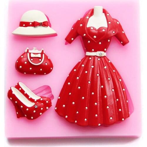 Luyou 1pcs Skirt Cake Tools Silicone Molds Fondant Molds resin molds Cake Decorating Tools Birthday baking accessories FM1794