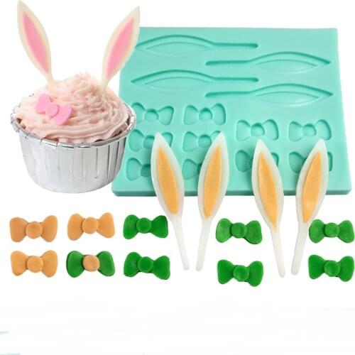 Cute Rabbit Ears Fondant Silicone Moud for DIY CupCake Pastry Dessert Lace Decoration Baking Moulds Kitchenware Tools