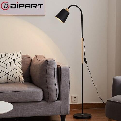 Nordic Wooden Floor lamp simple LED Wrought Iron personality vertical adjustable floor lights for living room bedroom study