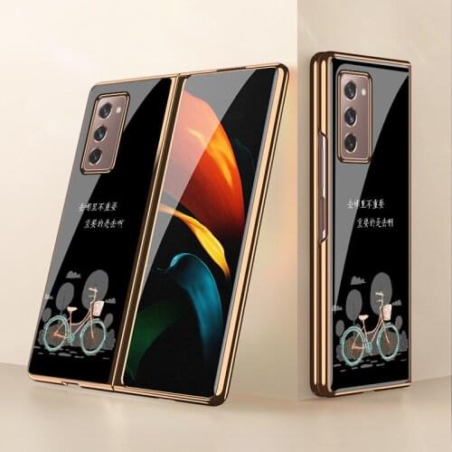 For Samsung zfold2 folding mobile phone case sm-f9160 protective case W21 electroplated glass w2021 womens men