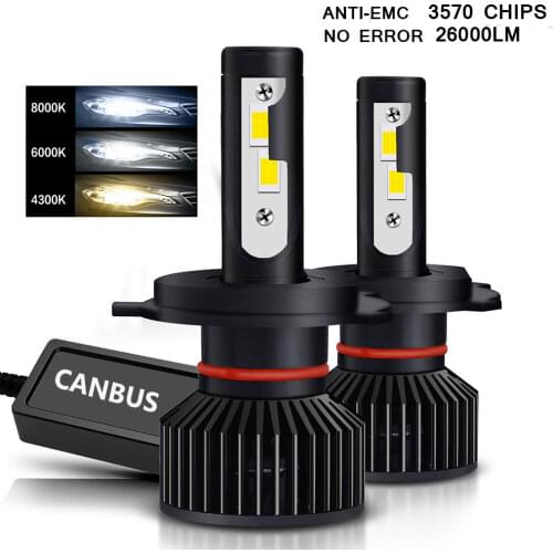 H4 LED H7 LED Canbus 26000LM High Power Headlight H1 H3 H8 H9 H11 9005 9006 Hb3 9004 9007 H13 9012 Led Bulb Turbo Lamp For Car