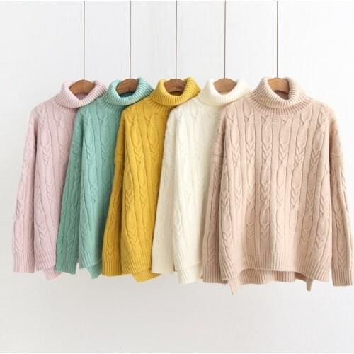 Turtleneck Sweater Women Pullover Bottoming Shirt Autumn Winter 2020 Womens Cotton Loose Korean Wild Sweater Female Jacket Q53