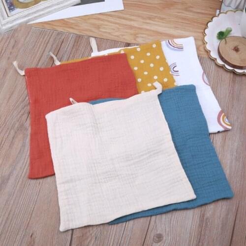 T5EC 5 Pcs/Lot Baby Towels Muslin Cloth Hand Face Wipes Saliva Bib Handkerchief Gauze Cotton Boys Girls Washcloth Burp Cloth