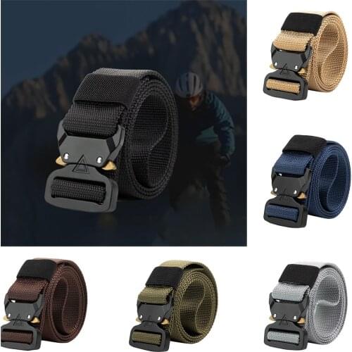 Outdoor belt Tactical belt Military high quality Nylon mens training belt metal multifunctional buckle outdoor sports hook