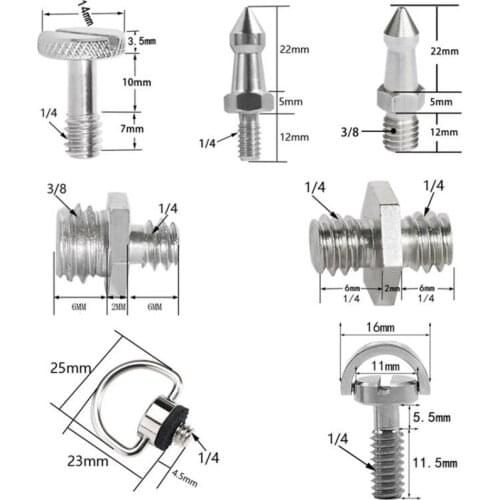 Extended stainless steel 1/4 inch 3/8 inch screw C ring Quick Release Plate Universal Screw SLR Digital tripod Accessories