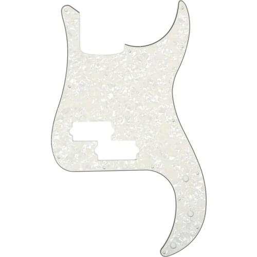 Musiclily 13 Hole P Bass Pickguard for Fender American/ Mexican Standard Precision Bass, 4Ply Parchment Pearl