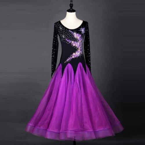 Lady Rhinestone Applique Ballroom Dancing Dress Waltz Dance Compitition Costumes Girls/women Ballroom Modern Waltz Dress D-0151