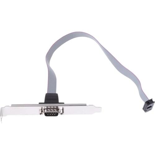 1Pc Serial 9 Pin DB9 RS232 Motherboard Com Port Ribbon Cable Connector Bracket New